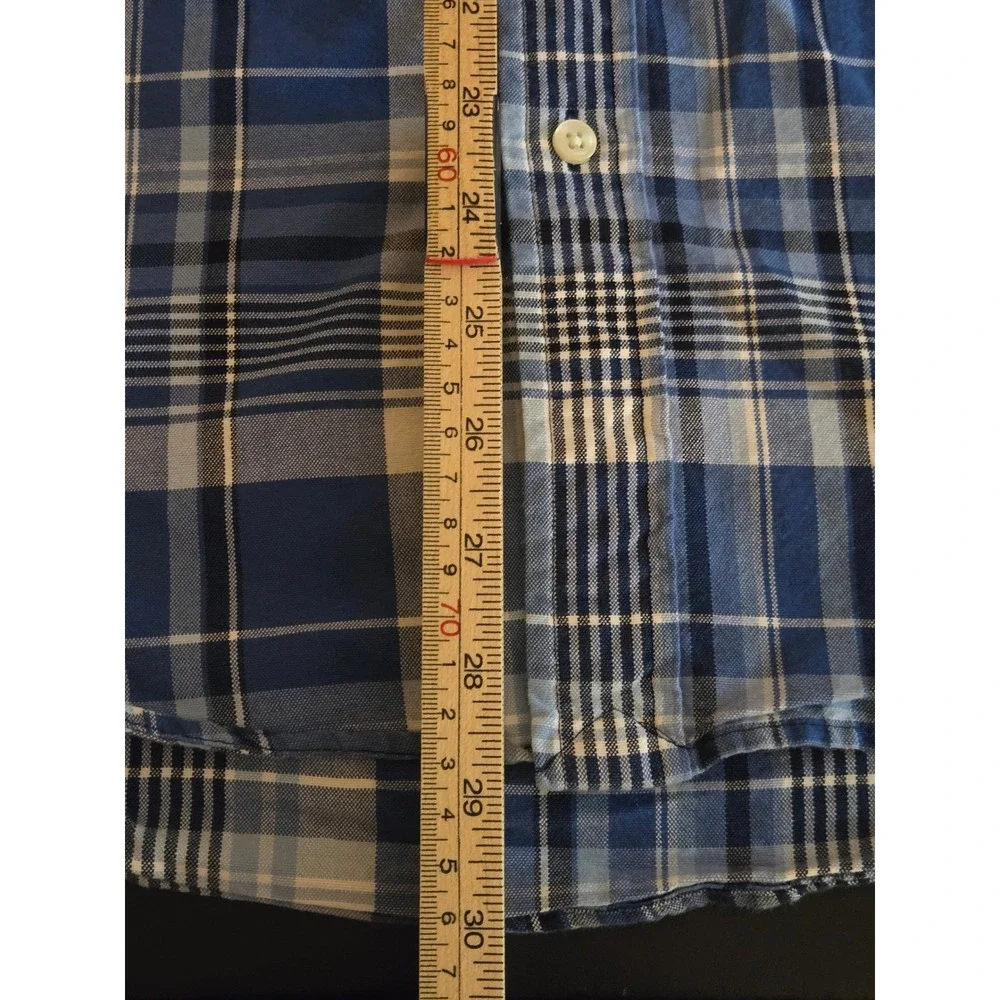 Polo Ralph Lauren Mens Large‎ Blue White Classic Fit Plaid Button Down Shirt